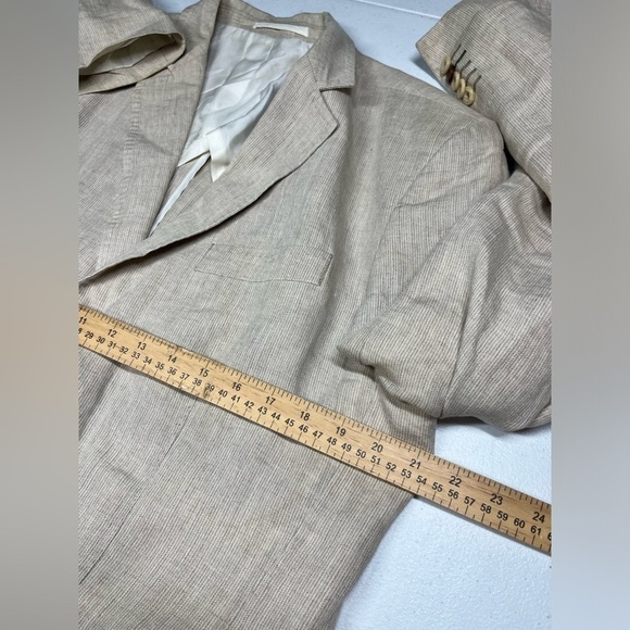 Zara Begie Men’s 100% Linen Button Front Suit Coat Blazer Jacket size 44 AS IS - Picture 3 of 8